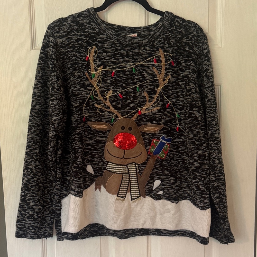 Festive Christmas Reindeer Sweater with Lights
